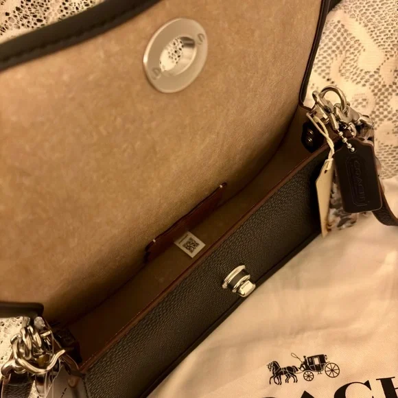 NWT Coach Wavy Dinky Bag Shoulder & Crossbody Coachtopia Black Leather CK113 - Picture 15 of 16